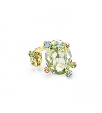 SWAROVSKI ANILLO ABIERTO GEMA, TALLAS MIXTAS MULTICOLOR,
 BAÑO TONO ORO