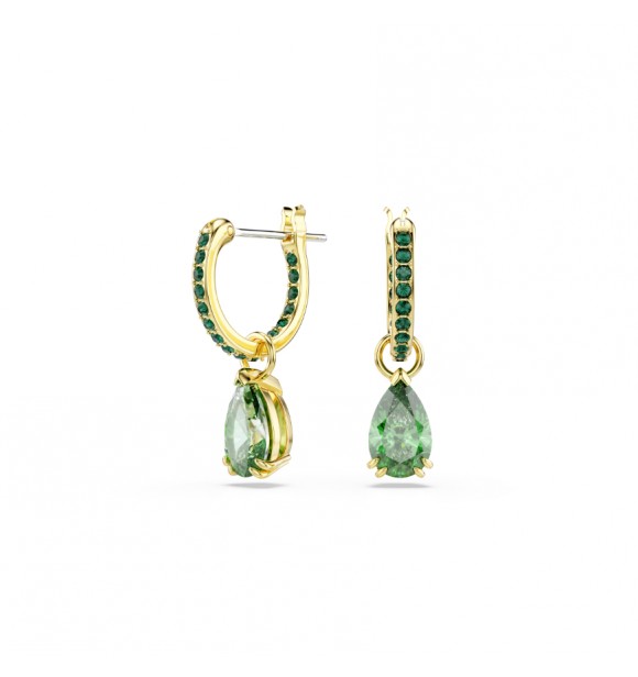 SWAROVSKI PENDIENTES ATTRACT, TALLA PERA VERDES,
 BAÑO TONO ORO