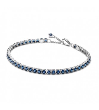 Pulsera de tenis de plata de ley con cristal azul real