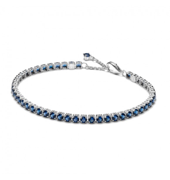 Pulsera de tenis de plata de ley con cristal azul real