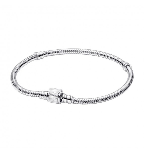 Marvel snake chain sterling silver bracelet with Marvel clasp and white enamel