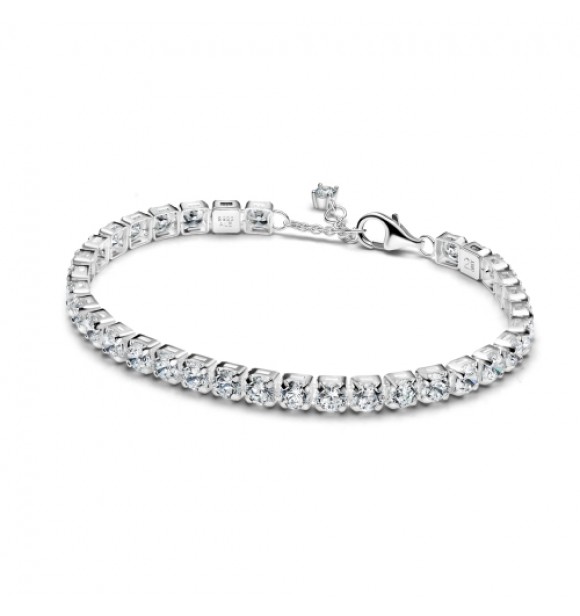 Pulsera de tenis de plata de ley con circonita cúbica transparente