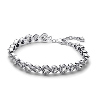 593655C01-16 Hearts sterling silver bracelet with clear cubic zirconia