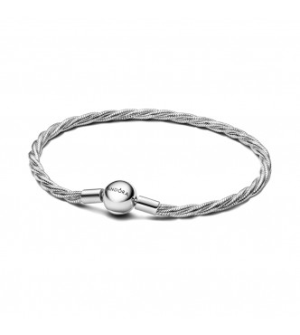 PANDORA 593757C00 Pulsera de plata de ley con cadena de serpiente retorcida