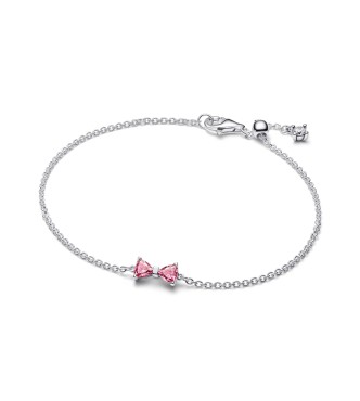 594234C01-18 Bow sterling silver bracelet with fancy pink and clear cubic zirconia