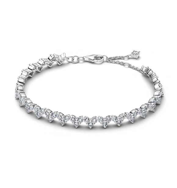 594390C01-18 Heart sterling silver tennis bracelet with clear cubic zirconia