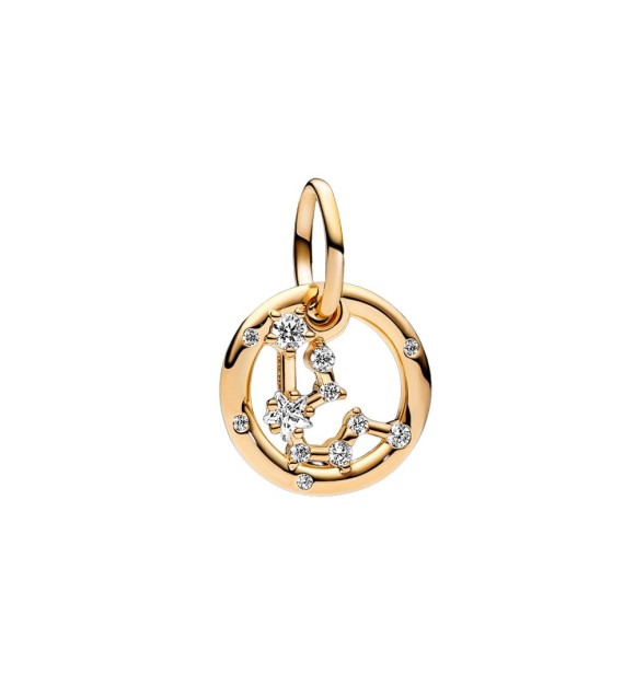 762717C01 Aquarius zodiac 14k gold-plated dangle with clear cubic zirconia