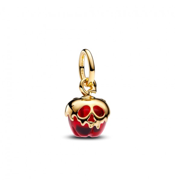 PANDORA 763421C01 Colgante de manzana de la Reina Malvada de Disney bañado en oro de 14 k con cristal de Murano rojo