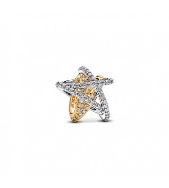 Charm de estrella en plata esterlina y baño de oro de 14k con circonita cúbica transparente