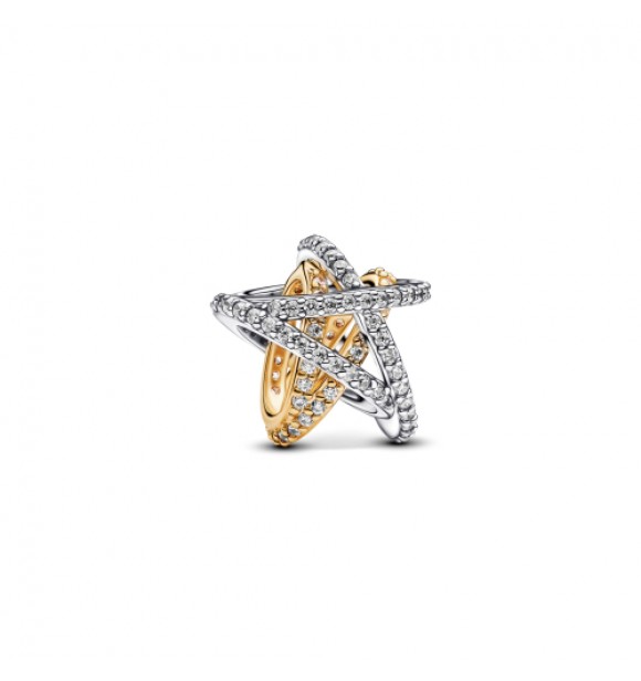 Charm de estrella en plata esterlina y baño de oro de 14k con circonita cúbica transparente