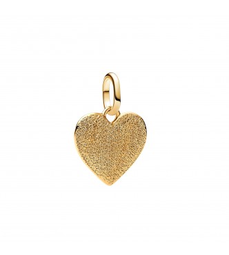 PANDORA 763824C00 Engravable textured heart 14k gold-plated medallion