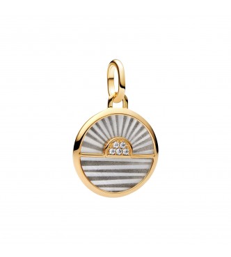PANDORA 763859C01 Sunrise 14k gold-plated medallion with white bioresin man-made mother of pearl and clear cubic zirconia
