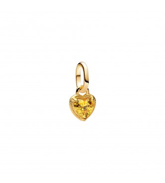 PANDORA 763862C01 Heart 14k gold-plated mini dangle with yellow cubic zirconia