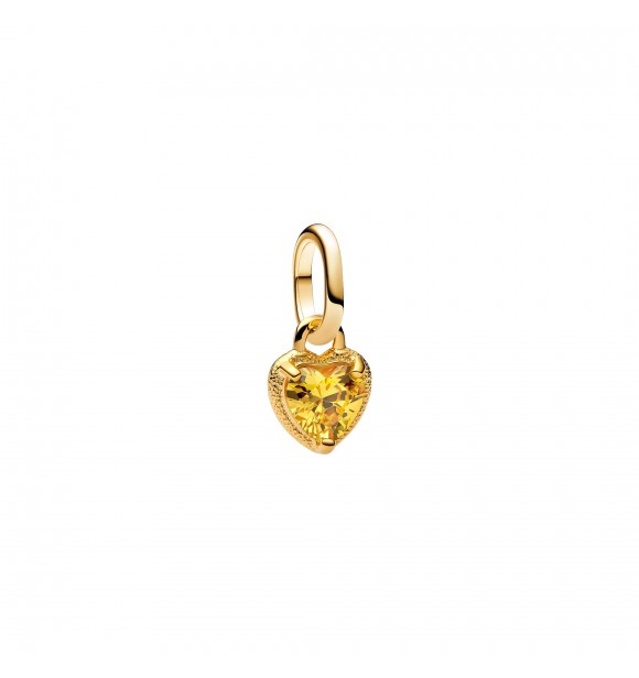 PANDORA 763862C01 Heart 14k gold-plated mini dangle with yellow cubic zirconia