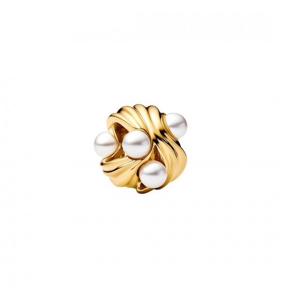 PANDORA 763915C01 14k gold-plated charm with white lacquered artificial pearl