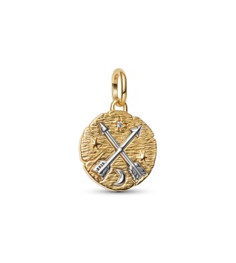 764081C01 Crossing arrows sterling silver and 14k gold-plated medallion with clear cubic zirconia