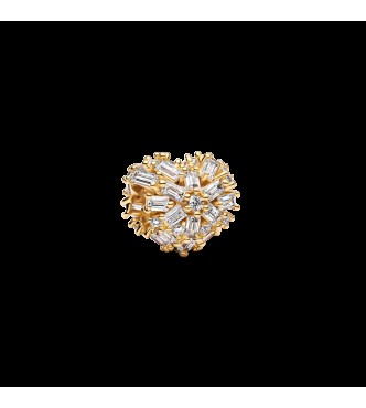 PANDORA 764240C01 Charm de corazón chapado en oro de 14k con circonitas cúbicas transparentes