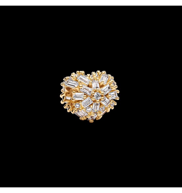 PANDORA 764240C01 Charm de corazón chapado en oro de 14k con circonitas cúbicas transparentes