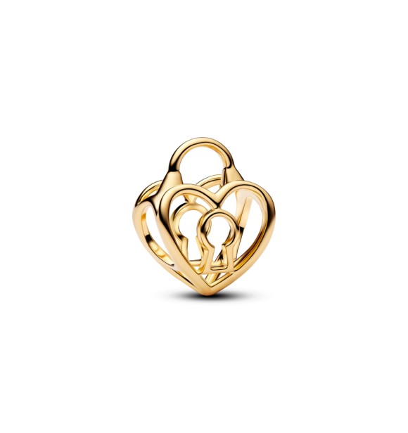 PANDORA 764358C00 Heart padlock 14k gold-plated charm
