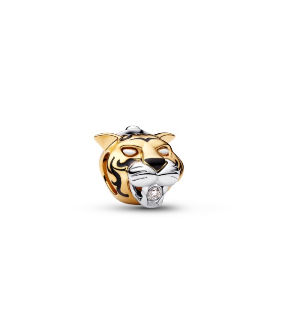 PANDORA 764404C01 Disney Princess Jasmin sterling silver and 14k gold-plated charm with 0.012ct TW G-I VS+round brill v good cut lab-grown diam