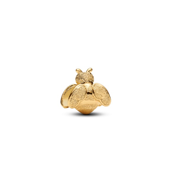 PANDORA 764524C00 Textured bee 14k gold-plated mini charm