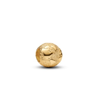 PANDORA 764529C00 Textured globe 14k gold-plated mini charm