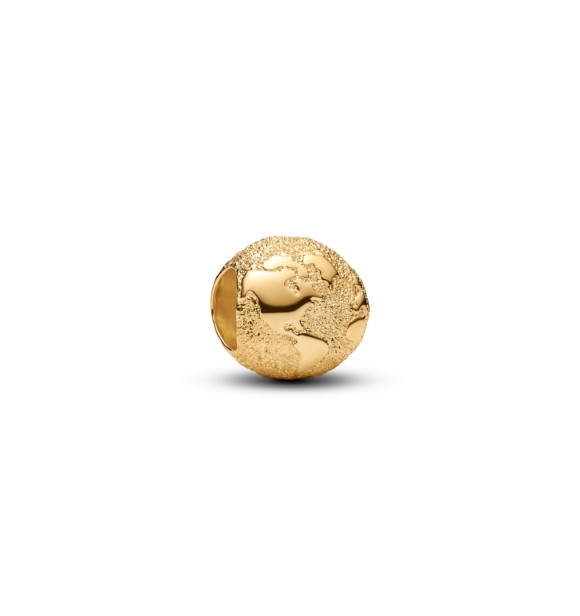 PANDORA 764529C00 Textured globe 14k gold-plated mini charm