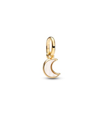 764614C01 Moon 14k gold-plated mini dangle with white bioresin man-made mother of pearl