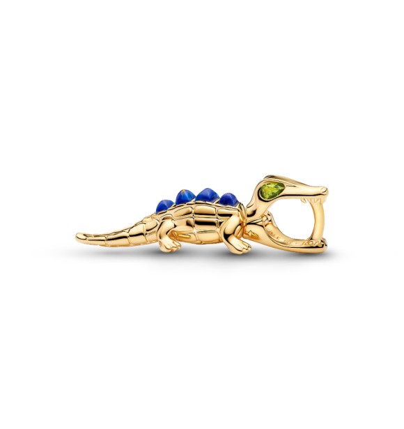 764624C01 Alligator 14k gold-plated charm with imitation lapis lazuli and light green crystal