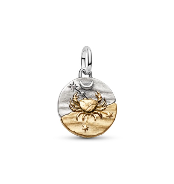 PANDORA 764984C01 Cancer sterling silver and 14k gold-plated medallion with clear cubic zirconia