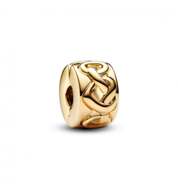 PANDORA 768035C00 Clip bañado en oro de 14k con corazones anudados