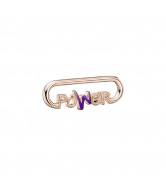 PANDORA 780766C01 Power script 14k rose gold-plated word link with transparent purple enamel
