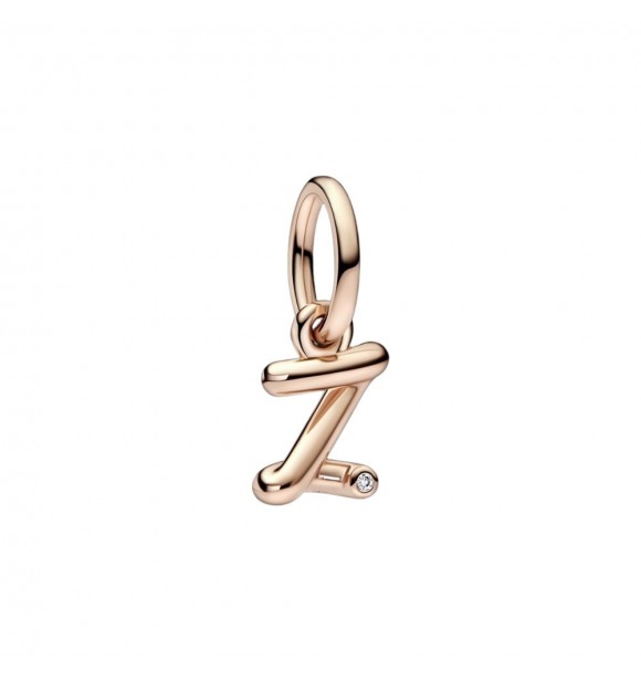 Letter z 14k rose gold-plated dangle with clear cubic zirconia