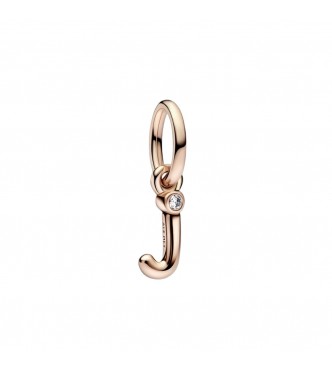 Letter j 14k rose gold-plated dangle with clear cubic zirconia