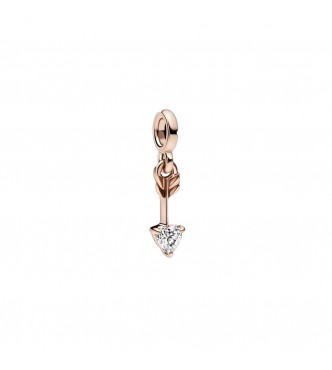 Arrow 14k rose gold-plated mini dangle with clear cubic zirconia