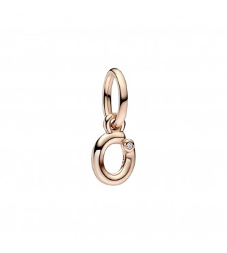 Letter o 14k rose gold-plated dangle with clear cubic zirconia