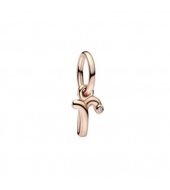 Letter r 14k rose gold-plated dangle with clear cubic zirconia