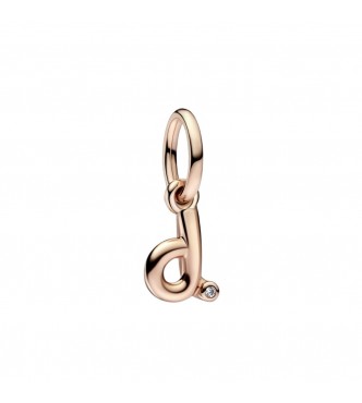 Letter d 14k rose gold-plated dangle with clear cubic zirconia
