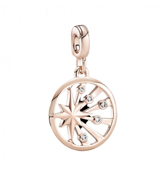 Star 14k rose gold-plated medallion with clear cubic zirconia