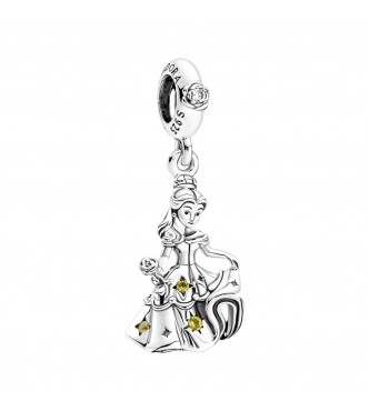 Disney Belle dangle with blazing yellow crystal and clear cubic zirconia