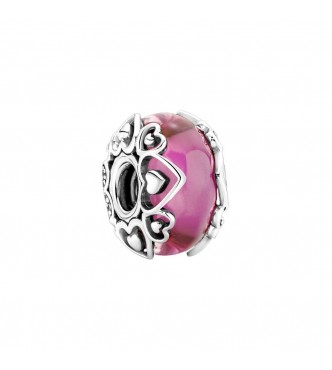 Pandora 791159C00 Charm en plata de ley Cristal de murano rosa Declara tu amor