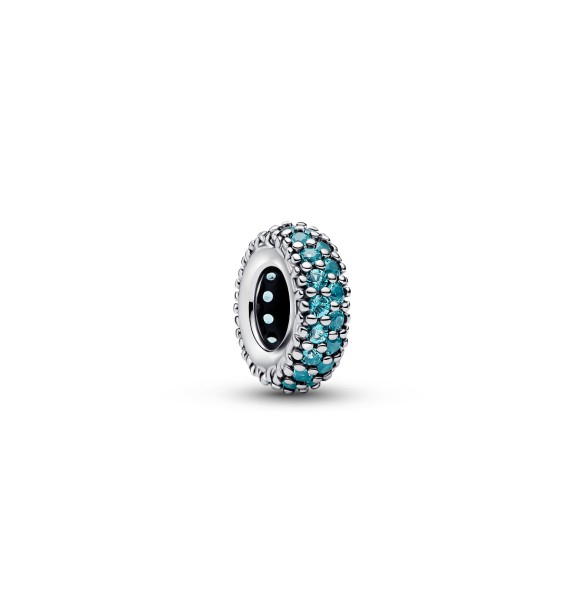 791359C01 Abstract sterling silver spacer with icy blue crystal