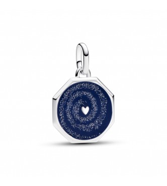 PANDORA 793040C01 Medallón de corazón octogonal de plata de primera ley con esmalte brillante y azul