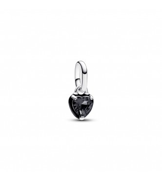PANDORA 793042C01 Mini colgante de corazón de plata de primera ley con cristal negro y esmalte negro