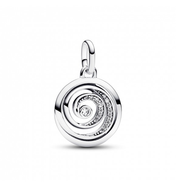 PANDORA 793046C01 Medallón en espiral de plata de ley con circonita cúbica transparente.