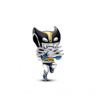 PANDORA 793359C01 Charm Marvel Wolverine de plata de primera ley con esmalte negro,
 amarillo y azul