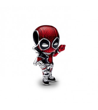 PANDORA 793360C01 Charm Marvel Deadpool de plata de primera ley con esmalte rojo y negro