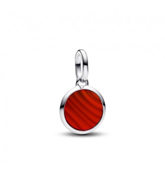 PANDORA 793389C01 Mini medallón redondo grabable en plata de ley con cristal de Murano rojo