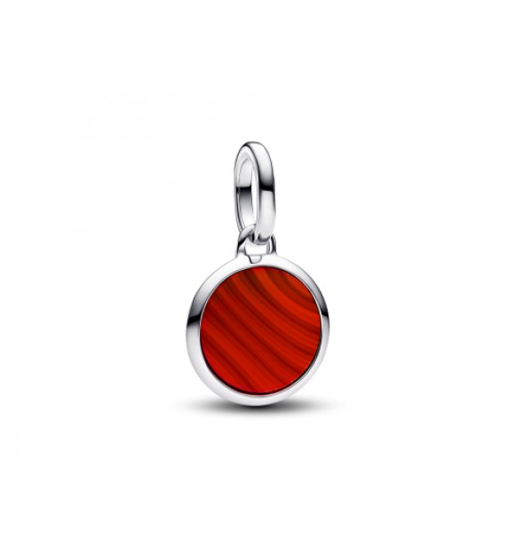 PANDORA 793389C01 Mini medallón redondo grabable en plata de ley con cristal de Murano rojo