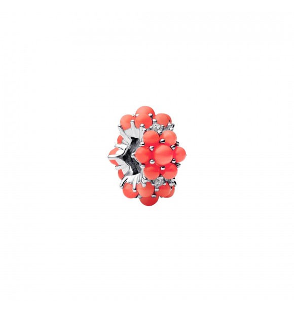 PANDORA 793897C01 Sterling silver charm with clear cubic zirconia and imitation coral